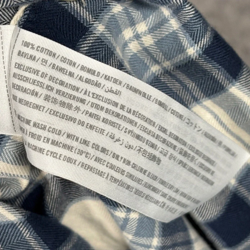 Abercrombie & Fitch Muscle Fit Flannel Mens L Blue White Plaid Button Down Twill